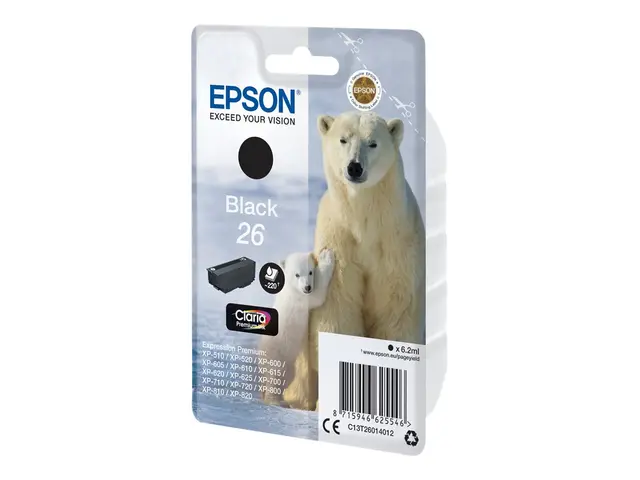 Epson 26 - 6.2 ml - svart - original - blekkpatron - for Expressio...