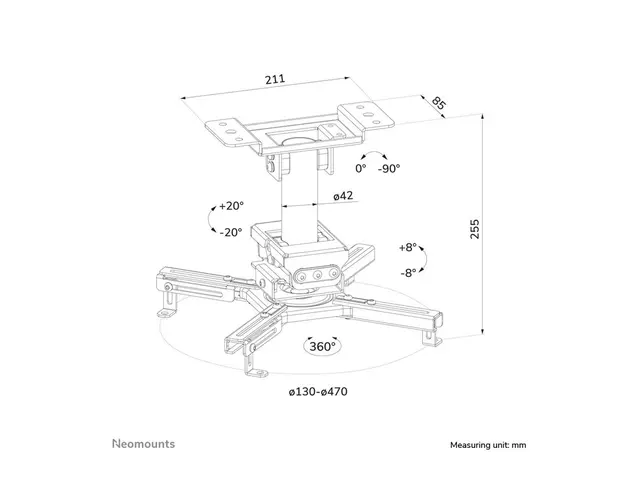 Neomounts CL25-530WH1 - Monteringssett (takmontering) full bevegel...