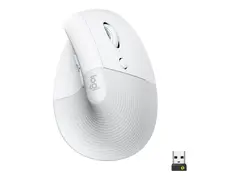 Logitech Lift for Business - Vertikal mus ergonomisk - 6 knapper - tr&#229;dl&#248;s - Bluetooth, 2.4 GHz - Logitech Logi Bolt USB-mottaker - elfenbenshvit
