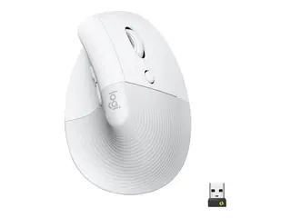 Logitech Lift for Business - Vertikal mus ergonomisk - 6 knapper - tr&#229;dl&#248;s - Bluetooth, 2.4 GHz - Logitech Logi Bolt USB-mottaker - elfenbenshvit