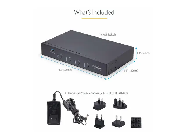 StarTech.com 4-Port KM Switch with Mouse Roaming, USB for Keyboard...