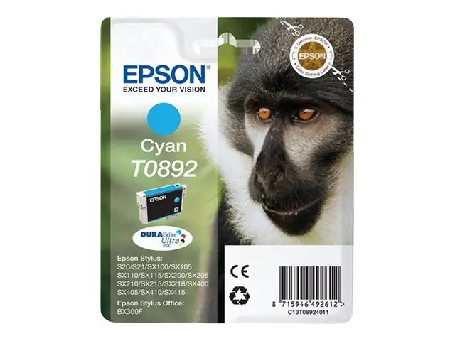 Epson T0892 - 3.5 ml - cyan - original - blære med RF/lyd-alarm - ...
