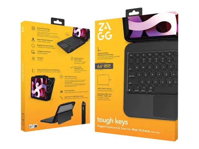 ZAGG Tough Keys - Tastatur og folioveske (boks) med styrepute USB-...