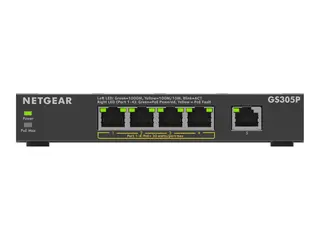 NETGEAR 300 Series GS305P - Version 3 switch - SOHO - ikke-styrt - 5 x 10/100/1000 (4 PoE+) - stasjonær, veggmonterbar - PoE+ (63 W)