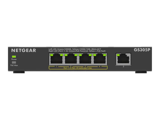 NETGEAR 300 Series GS305P - Version 3 switch SOHO ikke-styrt 5 x 1...