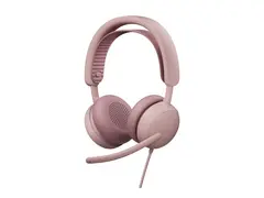 Logitech Zone Wired 2 for Business Hodesett - on-ear - kablet - aktiv støydemping - rosa - Certified for Microsoft Teams