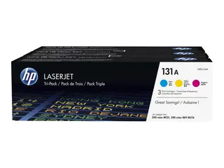HP 131A - 3-pack - gul, cyan, magenta original - LaserJet - tonerpatron (U0SL1AM) - for LaserJet Pro 200 M251n, 200 M251nw, 200 M276nw, MFP M276n, MFP M276nw
