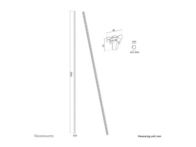 Neomounts - Kabelstyringsmuffe for 1 5 kabler, universell svart 2 m