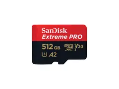 SanDisk Extreme Pro - Flashminnekort (microSDXC til SD-adapter inkludert) 512 GB - A2 / Video Class V30 / UHS-I U3 / Class10 - microSDXC UHS-I