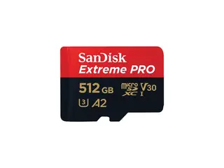 SanDisk Extreme Pro - Flashminnekort (microSDXC til SD-adapter inkludert) 512 GB - A2 / Video Class V30 / UHS-I U3 / Class10 - microSDXC UHS-I