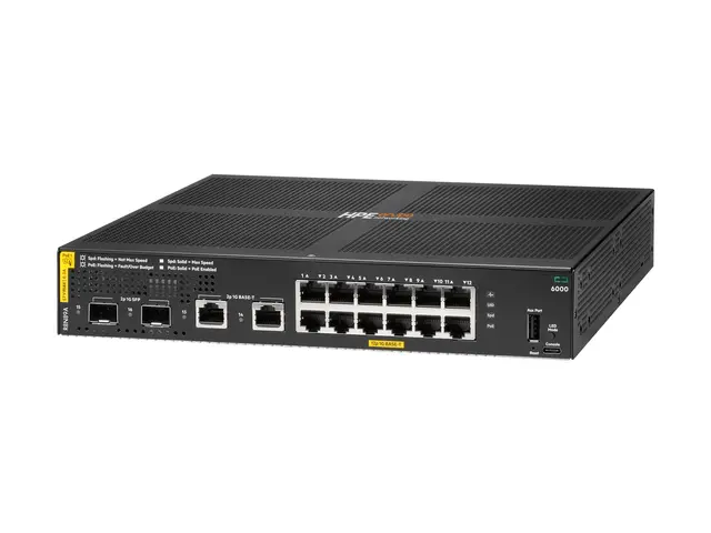 HPE Aruba 6000 12G Class4 PoE 2G/2SFP 139W Switch - Switch - Styrt...