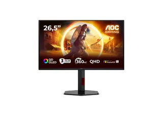 AOC Gaming Q27G4SDR - G4 Series - OLED-skjerm gaming - 27" (26.5" synlig) - 2560 x 1440 QHD @ 360 Hz - 1000:1 - DisplayHDR 400 True Black - 0.03 ms - 2xHDMI, DisplayPort - svart, rød