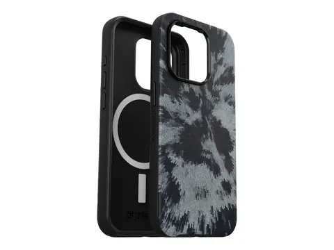 OtterBox Symmetry Series - Baksidedeksel for mobiltelefon MagSafe-samsvar - polykarbonat, syntetisk gummi, s&#248;lvfosfatglass - utbrent himmel (svart) - for Apple iPhone 15 Pro