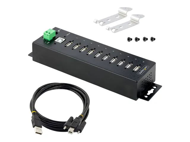 StarTech.com 10-Port Industrial USB 2.0 Hub, Rugged Hub w/15kV Air...