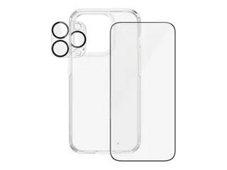 PanzerGlass - 3-i-1 Pakke - skjerm / linse / bakbeskyttelsessett for mobiltelefon glass - rammefarge svart - for Apple iPhone 15 Pro