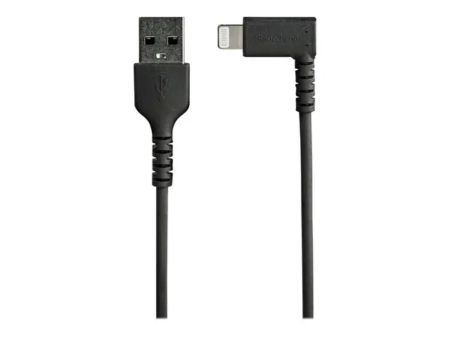 StarTech.com 6ft (2m) Durable USB A to Lightning Cable, Black 90° ...