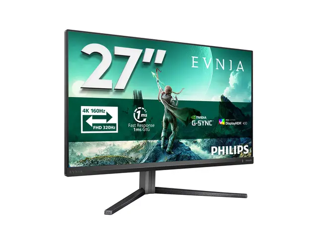 Philips Evnia 3000 27M2N3800A - LED-skjerm gaming - 27" - 3840 x 2160 4K UHD (2160p) @ 320 Hz - Fast IPS - 450 cd/m² - 1000:1 - DisplayHDR 400 - 0.5 ms - 2xHDMI, DisplayPort - høyttalere - koksgrå 