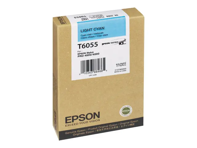 Epson T6055 - 110 ml - lys cyan - original - blekkpatron - for Sty...