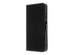 Insmat Exclusive - Lommebok for mobiltelefon lær, kartong+papir+aluminiumsfolie, termoplastisk polyuretan (TPU) holder, bomullssting - svart - for Samsung Galaxy A25
