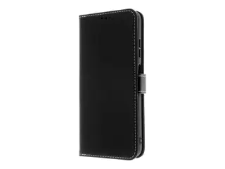 Insmat Exclusive - Lommebok for mobiltelefon lær, kartong+papir+aluminiumsfolie, termoplastisk polyuretan (TPU) holder, bomullssting - svart - for Samsung Galaxy A25