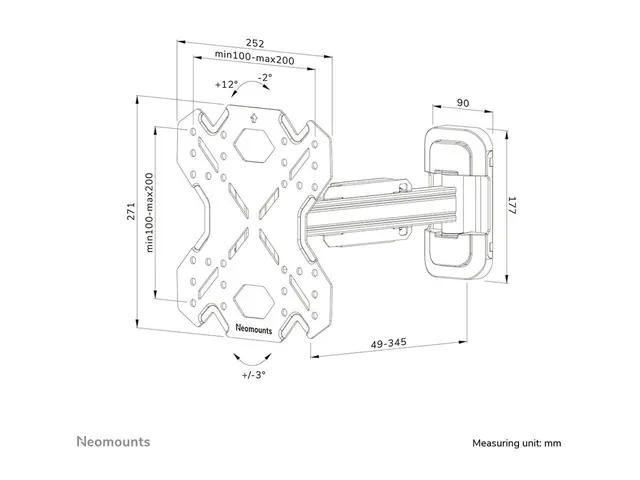 Neomounts WL40S-840BL12 - Monteringssett (veggmontering) for TV