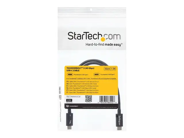 StarTech.com 2m (6.6ft) Thunderbolt 3 Cable, 20Gbps, 100W PD, 4K V...
