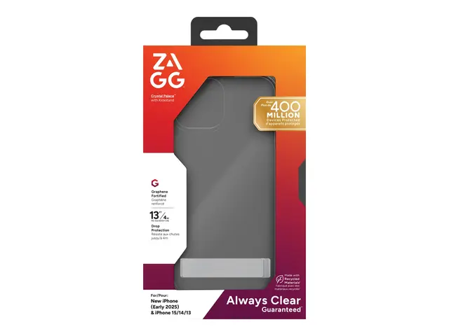 Zagg Crystal Palace - Baksidedeksel for mobiltelefon - stativ - gr...