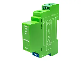 Shelly Pro Series Dimmer 1PM - Smart dimmerbryter trådløs, kablet - 802.11b/g/n, Bluetooth 4.2 - 2401 - 2483 Mhz - Ethernet - lime
