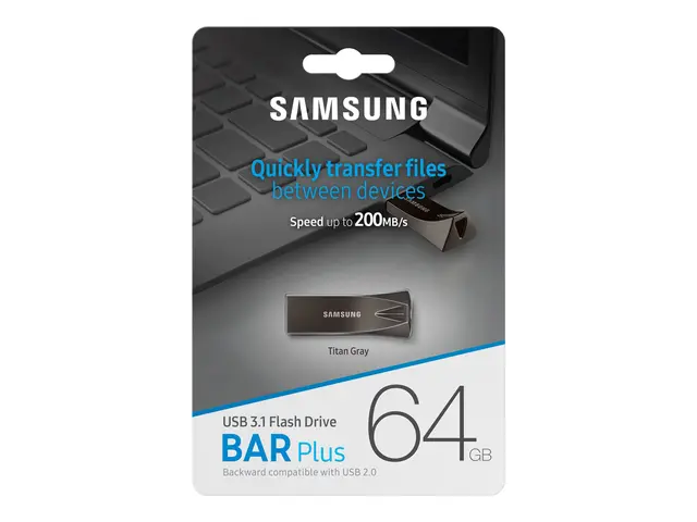 Samsung BAR Plus MUF-64BE4 - USB-flashstasjon 64 GB USB 3.1 Gen 1 ...
