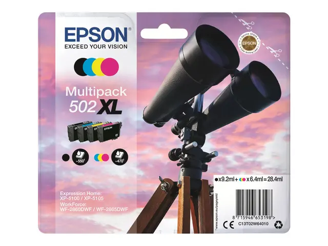 Epson 502XL Multipack - 4-pack - 28.4 ml - høykapasitets - svart, ...