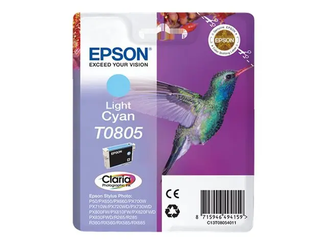 Epson T0805 - Lys cyan - original - blære med RF/lyd-alarm - blekk...