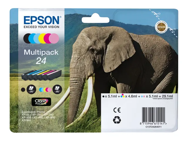 Epson 24 Multipack - 6-pack 29.1 ml svart, gul, cyan, magenta, lys...