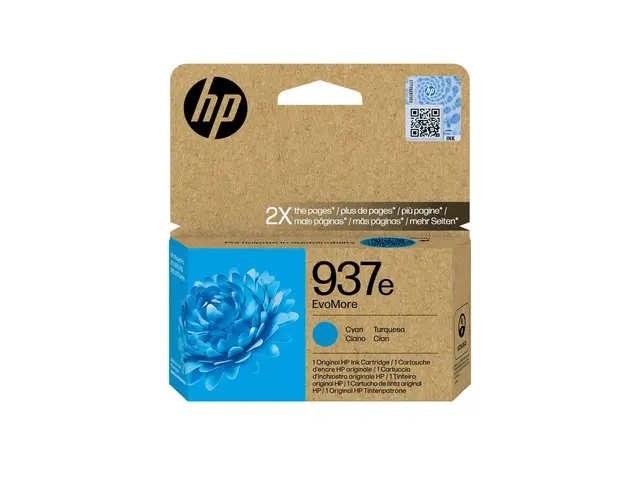 HP 937e EvoMore - Cyan original blekkpatron for Officejet Pro 9110b