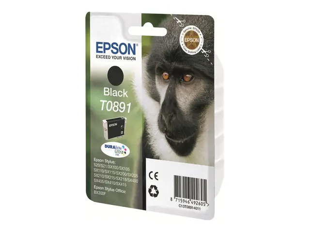 Epson T0891 - Svart original blære med RF/lyd-alarm blekkpatron fo...