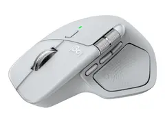 Logitech MX Master 4 for Mac - Mus 8 knapper - trådløs - Bluetooth, 2.4 GHz - USB trådløs mottaker - hvit sølvfarge