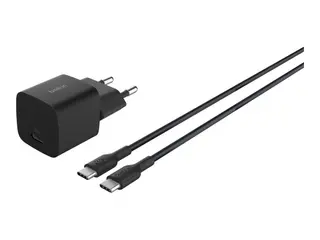 Belkin BoostCharge - Strømadapter PPS-teknologi - 25 watt - PD 3.1/PPS, Fast Charge (USB-C) - på kabel: USB-C - med USB-C-kabel (1m)