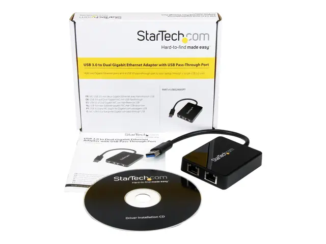 StarTech.com USB 3.0 to Dual Port Gigabit Ethernet Adapter w/ - 10...