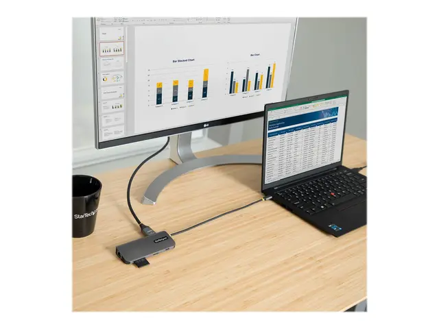 StarTech.com USB C Multiport Adapter, 4K 60Hz HDMI Video, 3 Pt 5Gb...