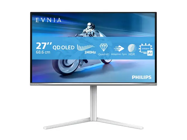Philips Evnia 6000 27M2N6501L - OLED-skjerm gaming - 27" (26.5" synlig) - 2560 x 1440 QHD @ 240 Hz - 400 cd/m² - 1500000:1 - HDR10 - 0.03 ms - 2xHDMI, DisplayPort - hvit 