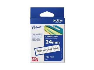 Brother TZe-151 - Selv-adhesiv - svart p&#229; blank Rull (2,4 cm x 8 m) 1 kassett(er) laminert teip - for Brother PT-P950; P-Touch Cube PT-P910; P-Touch Cube Plus PT-P710; P-Touch Cube Pro PT-P910