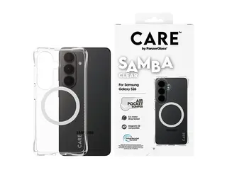 CARE by PanzerGlass Samba - Baksidedeksel for mobiltelefon Qi - termoplast-polyuretan (TPU), magnet - gjennomsiktig, hvit - for Samsung Galaxy S26