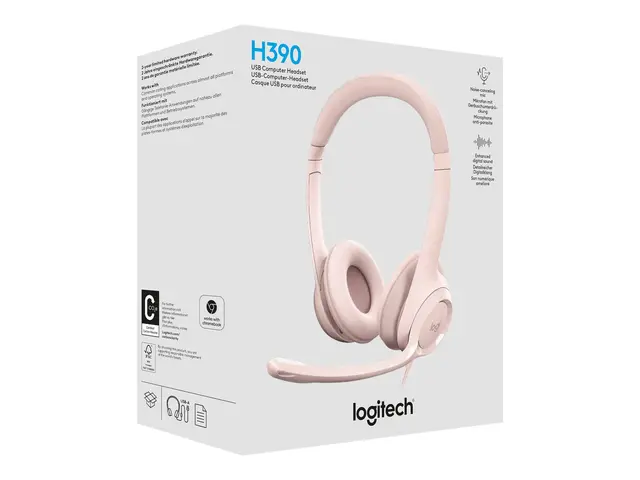 Logitech H390 - Hodesett on-ear kablet USB-A rosa