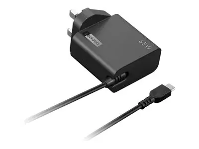 Lenovo - USB-C-strømadapter AC 100-240 V 65 watt Storbritannia svart