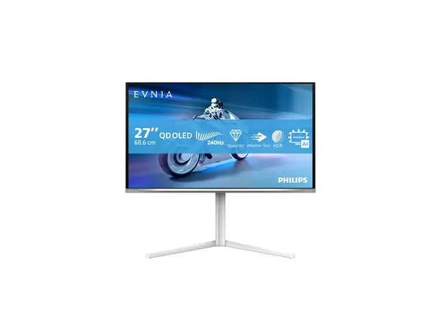 Philips Evnia 6000 27M2N6501L - OLED-skjerm gaming - 27" (26.5" synlig) - 2560 x 1440 QHD @ 240 Hz - 400 cd/m² - 1500000:1 - HDR10 - 0.03 ms - 2xHDMI, DisplayPort - hvit 