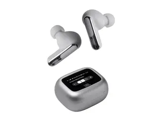 JBL LIVE Beam 3 - True wireless-hodetelefoner med mikrofon i øret - Bluetooth - aktiv støydemping - sølv
