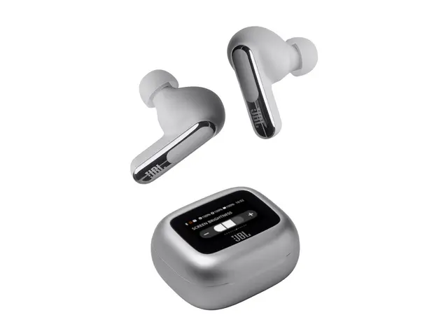 JBL LIVE Beam 3 - True wireless-hodetelefoner med mikrofon i øret - Bluetooth - aktiv støydemping - sølv 