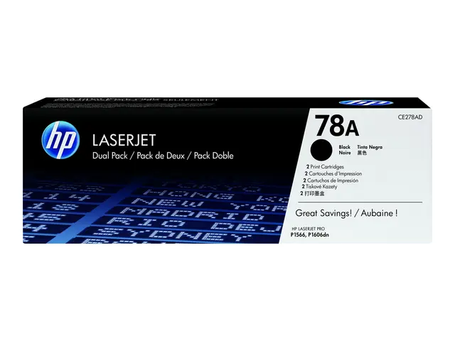 HP 78A - 2-pack svart original LaserJet tonerpatron (CE278AD) for ...
