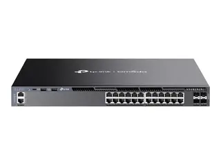 TP-Link Omada SG6428X V1 - Switch - L3 - Styrt 24 x 10/100/1000 + 4 x 10Gb Ethernet SFP+ (uplink / stacking) - front til bakside-luftflyt - rackmonterbar