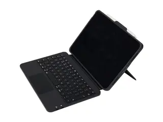 Deqster Prime - Tastatur og folioveske (keyboard) med styrepute - USB-C - QWERTZ - Tysk - svart tastatur, svart boks