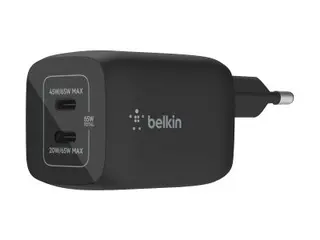 Belkin BoostCharge Pro - Strømadapter - PPS-teknologi 65 watt - 3.25 A - PD 3.0, Fast Charge - 2 utgangskontakter (USB-C) - svart